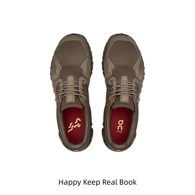 Cushioned Running Shoes, Gray-Brown Breathable Mesh Upper, Hollowed-Out Cloud Modules Midsole and Engineering Details