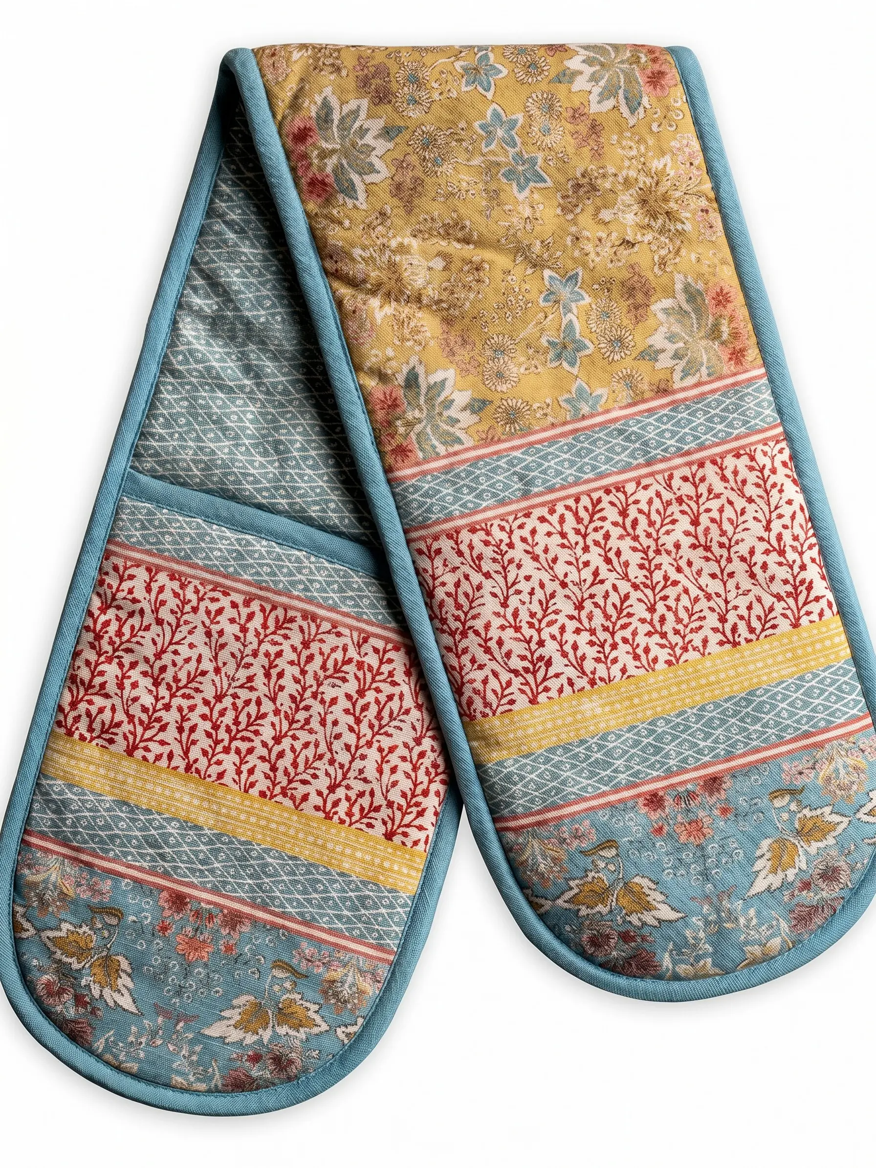 Maison d'Hermine 100% Cotton Double Oven Mitt, Heat-Resistant Bakeware Pot Holder with Loop, for BBQ, Baking & Grilling, Kitchen Hanging Accessory