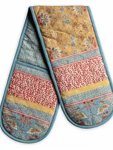 Maison d' Hermine Oven Mitts 100% Cotton Double Oven Mitt Pot Holders Heat Resistant BBQ Cooking Double Gloves with Loop Baking Grilling Easter Decorations Kitchen Hanging