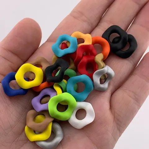B200 50pk-Wavy Acrylic Spacers, 16mm Assorted Colors for Jewelry Making, Ideal for Pens Personalization
