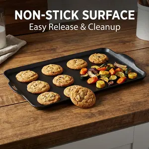 Ceramic Nonstick Baking Pan with Dual Handles, Heavy Duty Bakeware with Even Heat Distribution, Oven Safe Up to 500°F, Easy Release & Clean, Ideal for Cooking, Baking, Roasting.
