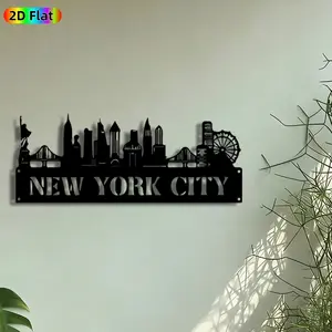 1pc New York City Skyline Metal Wall Art, NYC Skyline Statue Mural, Artistic Metalwork, Intricate Craftsmanship, Perfect for Housewarming, Anniversary Decor, Perfect for Living Room Office Studio Decor, Ideal Gift for Urban Decor Enthusiasts.