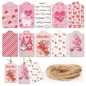60pcs Valentine's Day Decorations for Gifts - 24 Unique Love Heart Cards with Quotes, Gift Tag Labels for Boyfriend Girlfriend, Gift Accessories