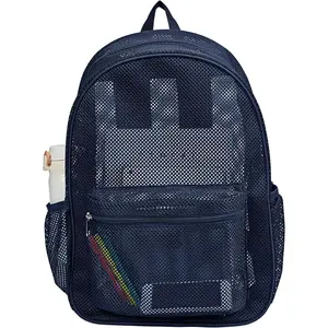 Mesh backpack, transparent college-style mesh backpack, equipped with padded shoulder straps, suitable for commuting, swimming, traveling, beach, and outdoor sports