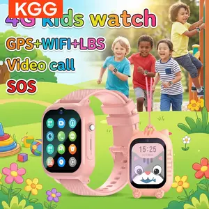Kids 4G Smart Watch with SIM Card Support, GPS & WiFi Location Tracking. Features video call, voice chat, SOS alert, camera, alarm, remote monitoring and waterproof design. Perfect student wristwatch for boys and girls.