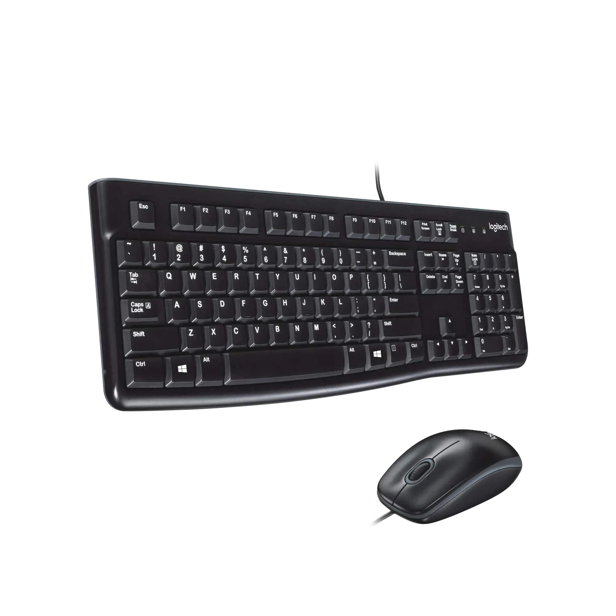 MK120 Full-size Wired Membrane Keyboard and Mouse Bundle for PC with USB Plug-and-Play
