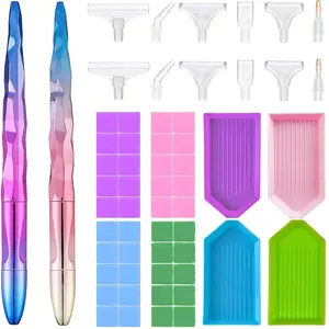 A Complete Diamond Painting Tools and Accessories Set, featuring 2 Gradient Drill Pens, Multiple Pen Tips, Colorful Wax Squares, and Palette Trays, for Easy and Fun DIY Craft Projects, Perfect for Beginners and Hobbyists, DIY Craft Supplies