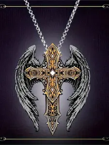 Men's Pendant Cross Wings Necklace Delicate Vintage Necklace Statement Jewelry Christmas Gift  Valentine's Day Anniversary Gift  Daily Vacation Music Festival Party ，Gift for Her Gift From A Best Friend Couple's Gift
