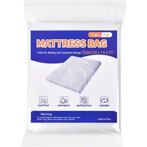 Mattress Bag for Moving Storage - Plastic Mattress Protector Cover, Twin and Full Size (1Pack, Twin/Full)