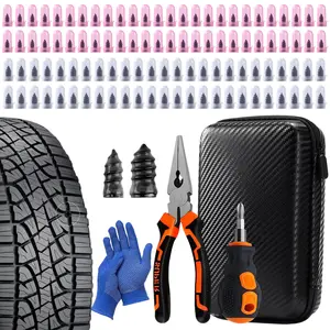 Pack of 100 Tire Screw Plug Repair Kit, No Tire Removal Needed, Tire Sidewall Repair Kit, Patch Plug Tools & Portable Storage Bag, Quick Flat Tire Fix for Car, Truck, Motorcycle & SUV