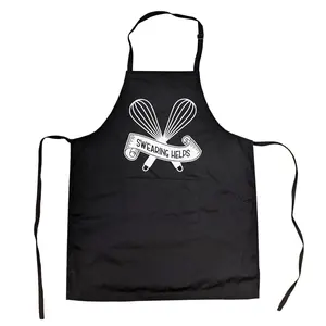 Cookout Apron Swearing Helps Cooking Grilling Baking Kitchen Chef gift for Mom Funny Aprons Adjustable Household Items Graphic Print Funny Food Cover Grilling Apparel for Men Black