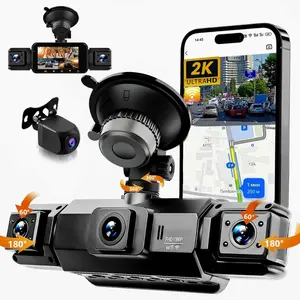 WiFi 360° Dash Cam Front and Rear Inside,4 Channel 3" IPS Touchscreen Dash Cam Front and Rear Inside Left Right,4 * 1080P Dash Camera with 8 IR Night Vision,Loop Recording,G-Sensor,APP Control,fathersdaygift,summervibes