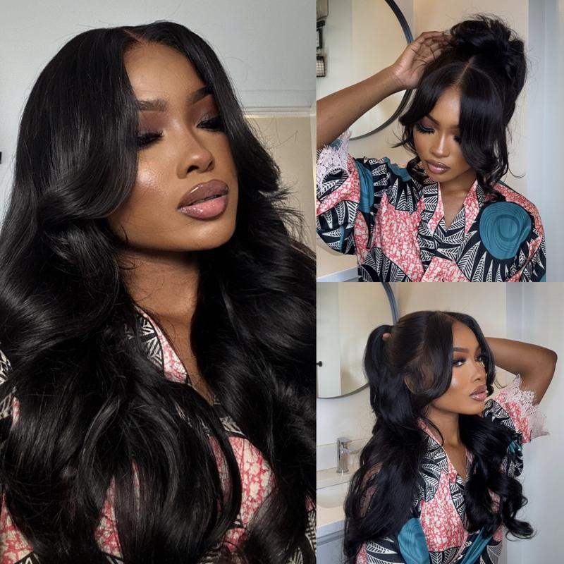 UNice Pre Everything Body Wave Wig with Drawstring Glueless 13x4 HD Lace Frontal Human Hair Wigs with Natural Hairline Easy Install Loose Wave Wig for Women