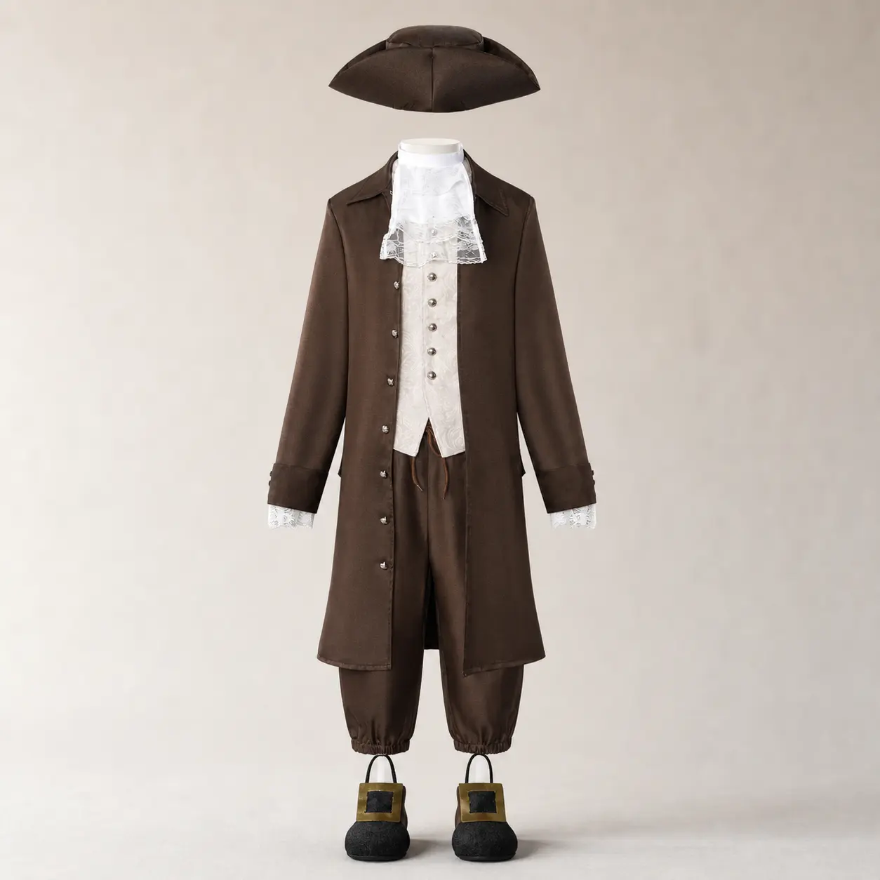 Boys' 18th Century Colonial Costume, American George Washington Themed Outfit for Halloween Cosplay & Medieval Stage Performances