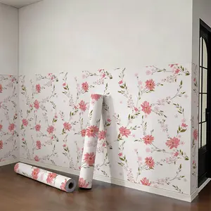 Vintage Peel and Stick Floral Wallpaper, Large 23.62"x119" Pink Self-Adhesive Removable Waterproof Vinyl Contact Paper, DIY Wall Decor for Living Room, Bedroom Furniture Upgrades, Peel And Stick Wallpaper tiktokshopspringglowup