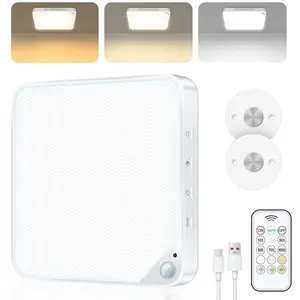 Rechargeable 8W Motion Sensor Ceiling Lighting,Wireless Magnetic Stick on Closet Light with Remote Control - Dimmable & Color Changing,Battery Operated Light for Bedroom,Kitchen,Closet, Under Cabinet ,Bathroom,Hallway, Pantry, Shower 1-Pack