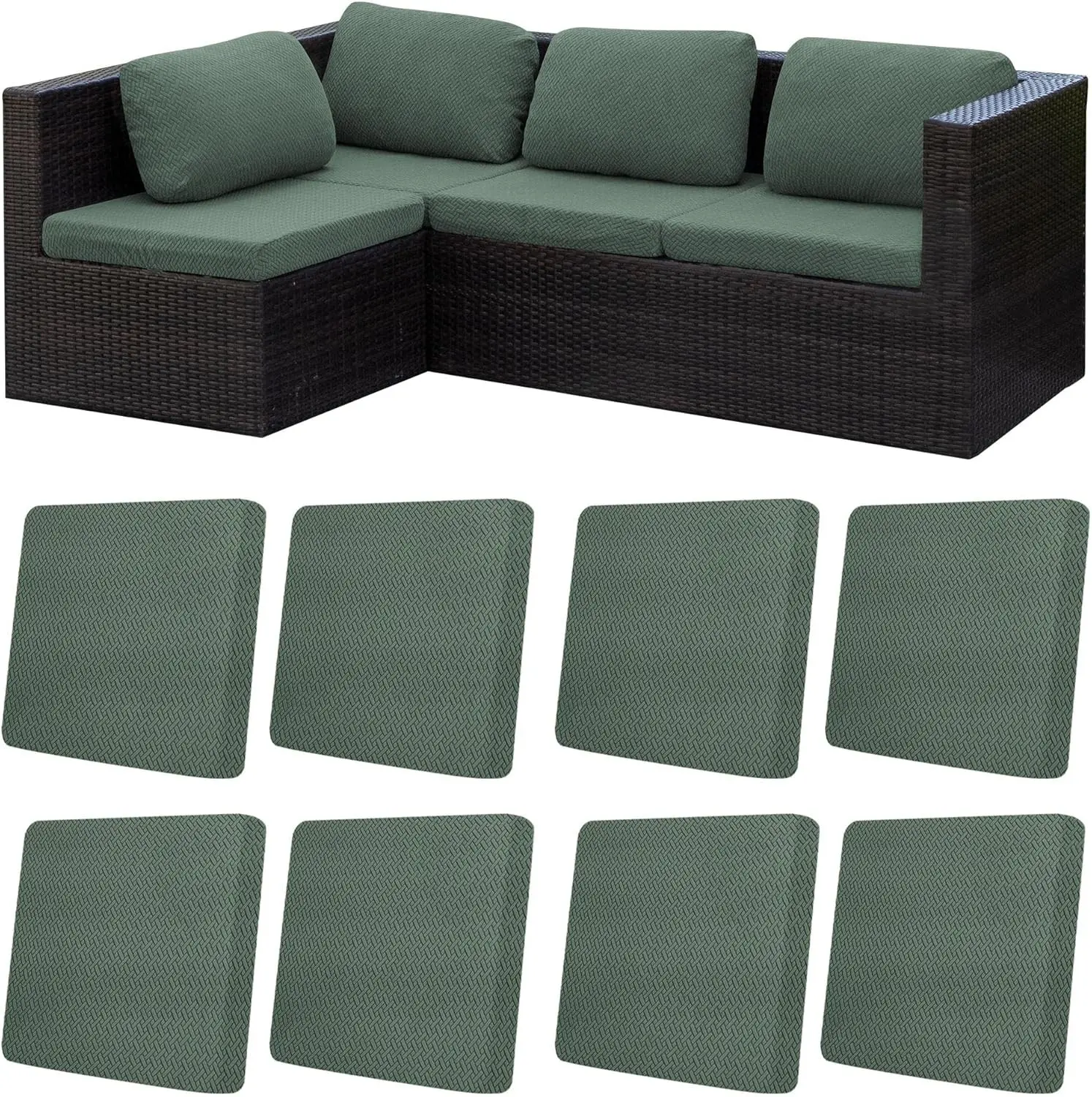 8Pcs Patio Cushion Covers, Outdoor Stretch Cushion Covers, Washable Stretch Fit, Replacement, Washable and Reusable Furniture Protectors, Fits most patio furniture cushion covers, Cover Only
