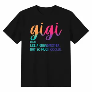 Casual Crew Neck T-Shirt with Gigi Alphabet Print, All Season Comfort Fit, Knit Fabric Tee