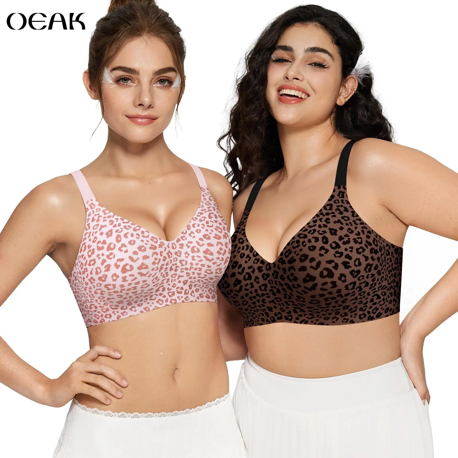 OEAK|Leopard Print Push Up Bra, Wireless Bra, Seamless Bra, Natural Lift & Clean Confidence OEAK|Leopard Print Push Up Bra, Wireless Bra, Seamless Bra, Natural Lift & Clean Confidence