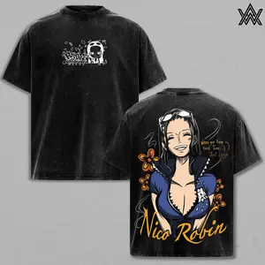Nico Robin Tee Washed – One Piece Washed Anime Manga T-Shirt, Vintage Washed Ohara Scholar Graphic Tee, Unisex Oversized Streetwear Shirt, Hana Hana Devil Fruit Anime Aesthetic Tee, Gift for One Piece Fans