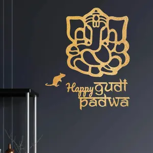 Elegant Gudi Padwa Ganesha Wall Decor | Glittery EVA Foam for Festive Backdrop | Housewarming Gift in 8 Vibrant Colors, Ornaments, Religious