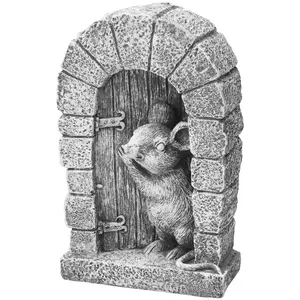 Mouse Garden Decor Resin Mouse Yard Statues Weather Proof Mouse Sculpture Creative Mouse Ornament Mouse Outdoors Decor Cute Mouse Garden Crafts for Yard Lawn Patio 15x9.5cm