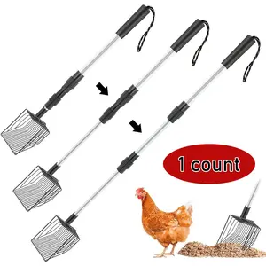3 in 1 Stretchable Litter Scooper, 1 Count Detachable Chicken Coop Cleaning Scooper, Sifting Shovel for Chicken Coop Separating Poo and Debris from Sand