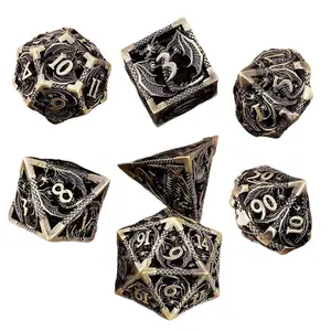 Hollow Out Dragon Design Dice Set, 7 Counts/set Dice, Rpg Game Dice, Role Playing Game Dice, Tabletop Game Accessories, Dnd Metal Dice