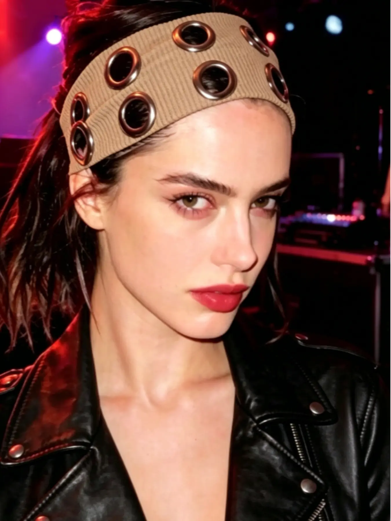Y2K Punk Eyelet Headband, 90s Grunge Style Hair Accessories