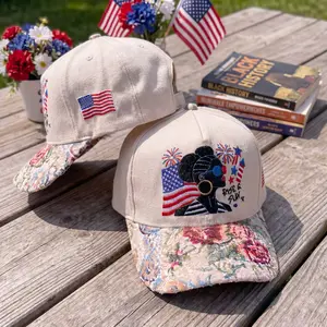 Rise & Slay Patriotic Floral Embroidered Hat, Black Girl Magic 4th of July Cap, Tapestry Brim Baseball Hat, African American Independence Day Apparel, Patriotic Aesthetic, Summer Fashion, USA Merch, Unique Embroidered Cap, TikTok Shop Trend