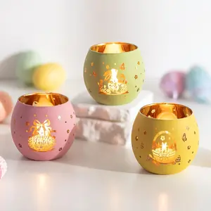 Easter Votive Candle Holders: 3 Pcs Tea Light Candle Holder Glass Easter Centerpieces for Tables Rabbit Tealight Candle Holder Egg Bunny Decorations Gifts for Spring Party
