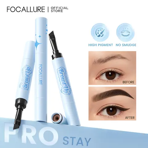 FOCALLURE Pro-Stay 2-In-1 Eyebrow Pomade Cream - No Smudge, Transfer-Proof, Waterproof, Sweat-Proof, Controllable, Precise, Smooth, Creamy, High Pigment, Non-Caking, Easy To Carry, Sparse Brows, All Skin Types, Long-Lasting Eyebrow Paste Makeup Evening
