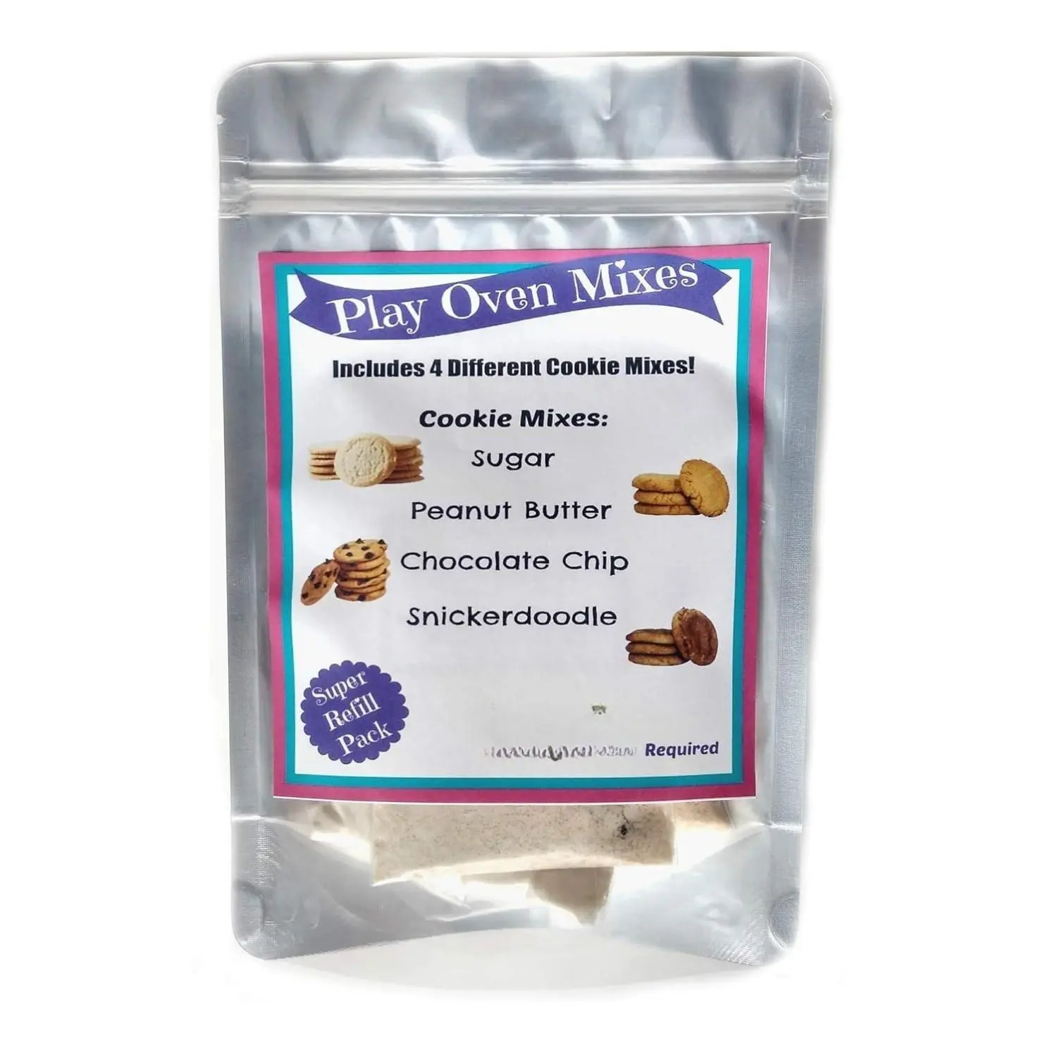 Children's Easy to Bake Oven Mixes Play Toy Real 4 Cookie Super Pack Refill Kit Sugar Peanut Butter Chocolate Chip Snickerdoodle Ultimate Set Cooking Baking Supplies Net Wt 4.8 oz DIY Decor