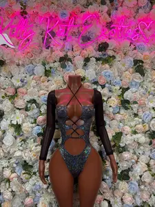 Bottlegirl Outfit Black Metallic Bodysuit