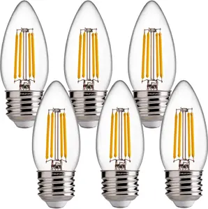 Dimmable LED Candelabra Light Bulbs 60W Equivalent E26 Base, B11 LED Chandelier Candle Light Bulbs, 2700K Soft White, 6 Pack UL,CA65 Listed.