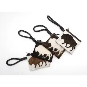 Handcrafted Cowhide Mini Wrist Purse or Clutch - Buffalo Design