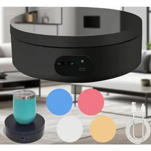 Electric Rotating Turntable Stand, 360 °   Automatic Display Base with 4 Color Backdrops, Motorized Spinning Platform for Epoxy Craft Projects, Silent Mute Rotation for Cup Decorating, Reusable Versatile Showcase Stand