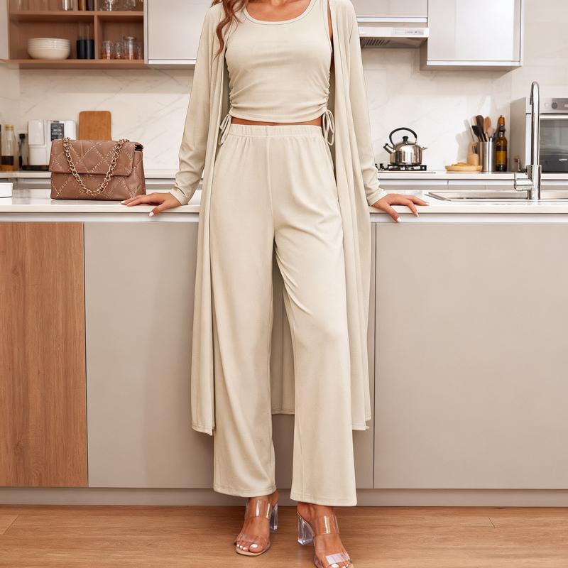 Women's Lightweight Sleepwear 3-Piece Set Sportswear S-XXL