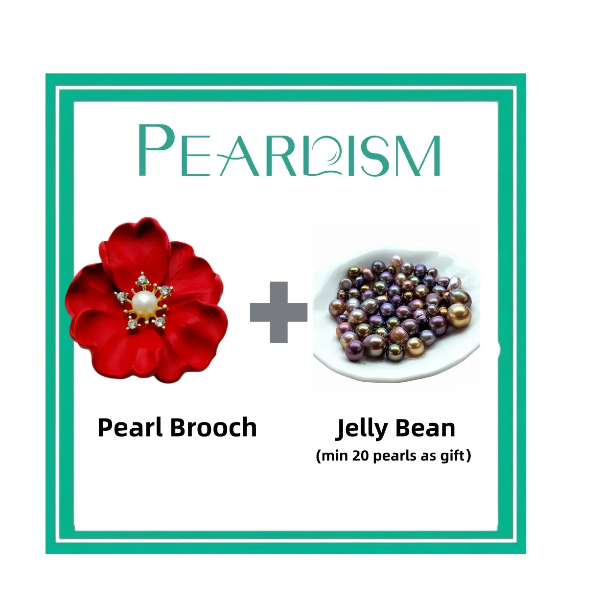 【Andrew】RedRose PearlBrooch+Jelly Bean Pearls (Min 20 pearls inside as gift) [Open in live ] - Freshwater Seedless Pearl Newbie-recommended-
