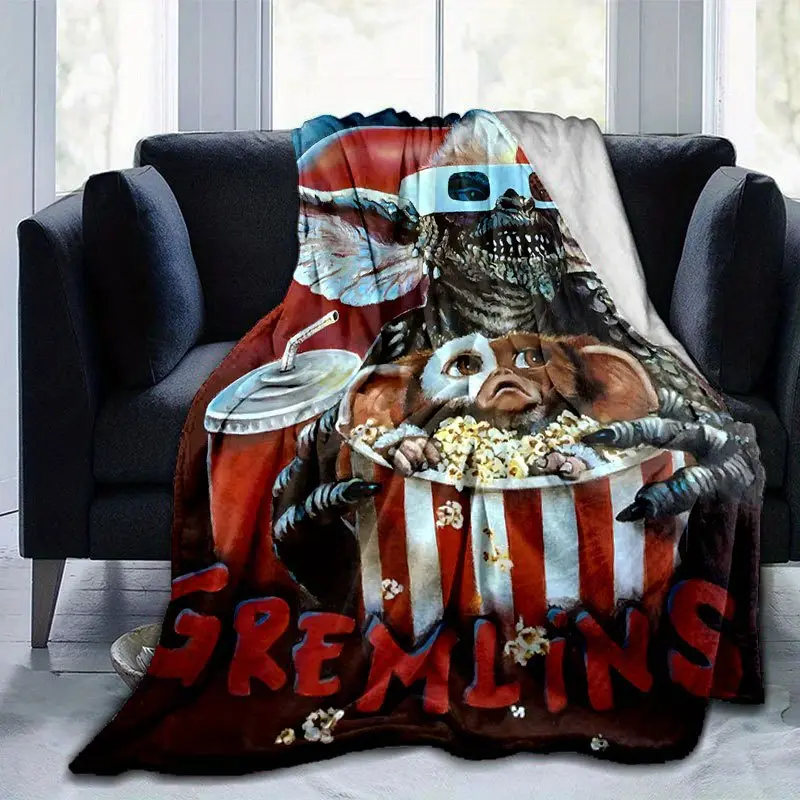 Gremlins Themed Microfibre Print Classic Flannel Blanket - Multi-Size, Soft, Durable, Breathable, Stain Resistant, Machine Washable - Ideal for Home, Camping, Movie Fans’ Gifts