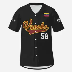 Veneka Venezuela Baseball Jersey, Black Veneka Venezuela Pride Sports Shirt, Veneka Baseball Shirt for Adults Youth and Kids