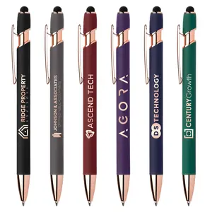 Promotional Ellipse Softy Rose Gold Classic Stylus Pen Laser Engraved Mirror