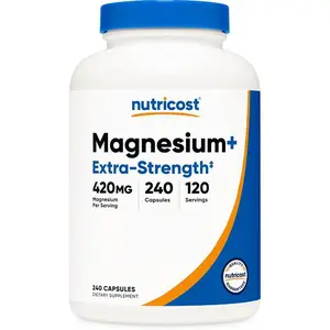 Nutricost Magnesium+ Extra Strength 420mg, 240 Capsules - 120 Servings. Magnesium Oxide and Glycinate - Non-GMO, Gluten Free, Vegan Friendly