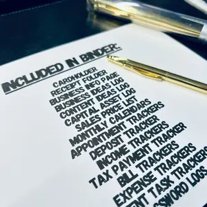 Professional Business Binder with Organizing Templates, Cardholders, and Large Receipt Folder