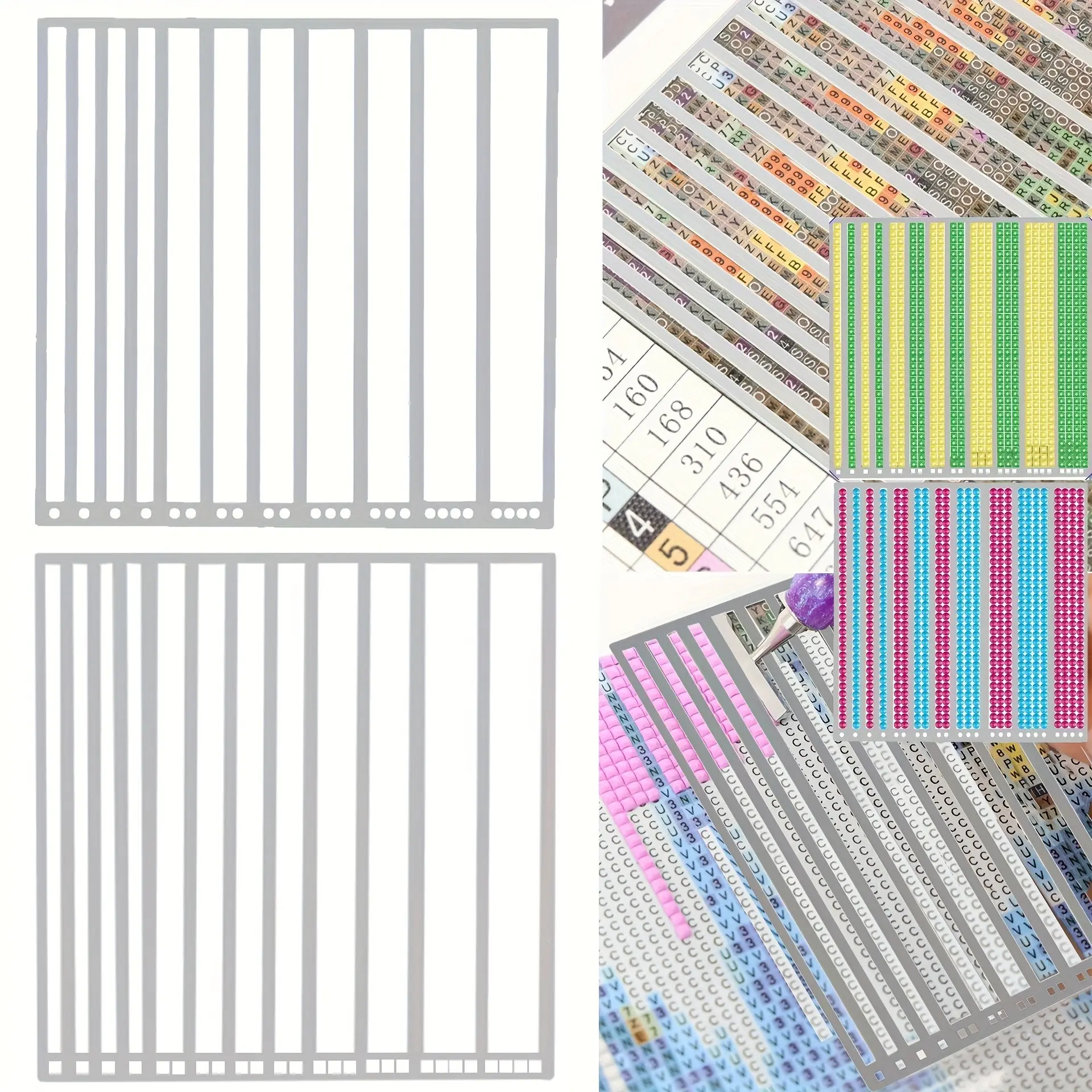 Stainless Steel Diamond Painting Ruler Set, Mosaic Making Tool, Diy Crafting Tools, Art Project, Artwork, Handicraft, 1/2/3/4 Rows Integrated, Square/round Drill Compatible, DIY Diamond Art Tool Kit