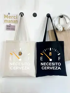 Funny Beer Fuel Gauge Print Tote Bag for Casual Outings and Grocery Shopping  Perfect Gift for Beer Lovers and Party Enthusiasts  Ideal for Birthday Celebrations  Christmas Presents  and Holiday Gift Giving to Adults Who Enjoy Drinking and Social Events