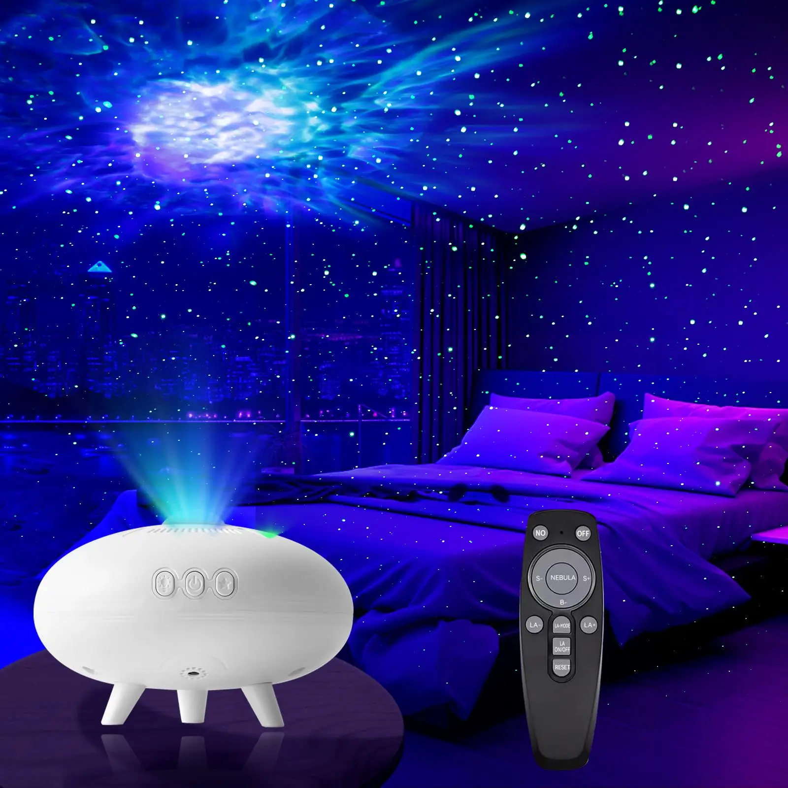 UFO Design Projector Night Light, USB Powered Ceiling LED Light with Variable Nebula Effect, Rotating Ambient Light for Home Bedroom Decor, Room Acces