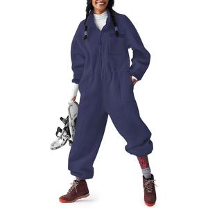 Imily Bela Womens Fleece Jumpsuits Onesie Winter Warm Overalls Casual Loose Ladies Ski Suit Outfits with Pockets S-XL