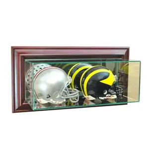 Perfect Cases  Wall Mounted Double Mini Helmet Display Case- Cherry