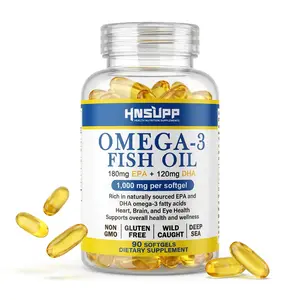 Premium Omega-3 Fish Oil Softgels - Natural EPA & DHA Fatty Acids - Heart, Brain & Eye Health Support - Wild Deep Sea Sourced, 90 Servings, Gluten Free Healthcare Dietary Supplement Supplement Vitamin Edible